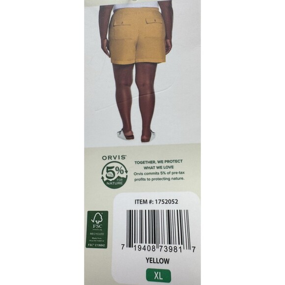Orvis Womens XL Yellow Shorts Casual Drawstring Pull On Summer Pants New - Picture 4 of 8